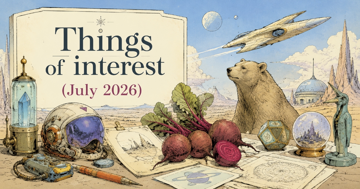Moebius-themed share image featuring a bear, some beets, and a nod to Battlestar Galactica